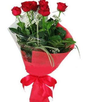 5 adet kırmızı gülden buket  Gaziantep çiçek siparişi sitesi 