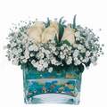 mika ve beyaz gül renkli taslar   Gaziantep anneler günü çiçek yolla 