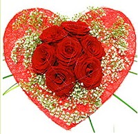 Mika kalp içerisinde 7 adet kırmızı gül  Gaziantep çiçek mağazası , çiçekçi adresleri 
