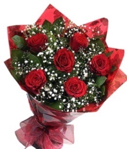 6 adet kırmızı gülden buket  Gaziantep çiçekçiler 