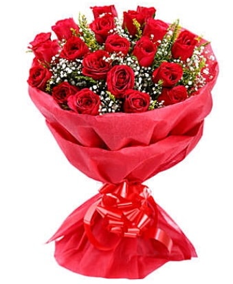 21 adet kırmızı gülden modern buket  Gaziantep uluslararası çiçek gönderme 