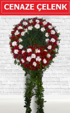 Kırmızı Beyaz Çelenk Cenaze çiçeği  Gaziantep online çiçek gönderme sipariş 